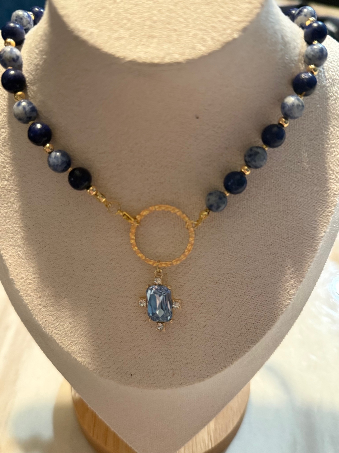 Elif, İstanbul wearing Sapphire Drop Necklace